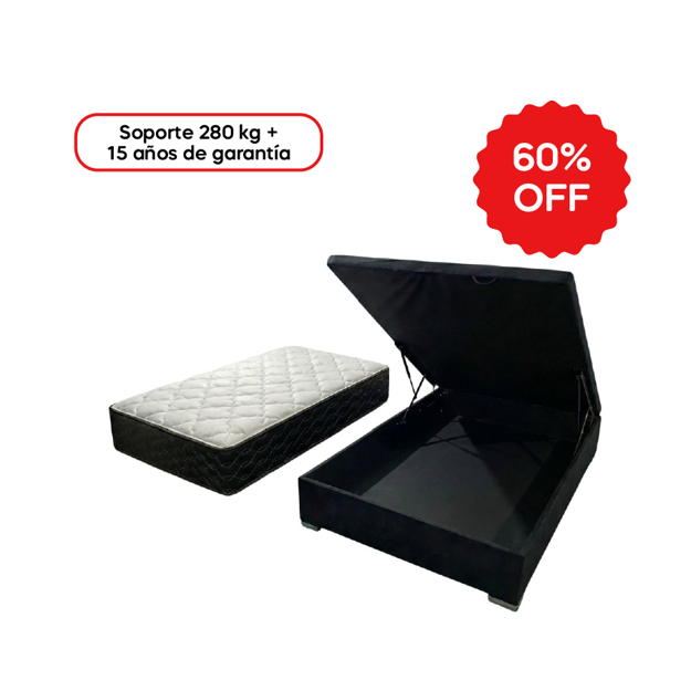 Imagen de Conjunto  sommier baulera  Atlanta Pro Black ME EPS 22cmx1,88x0,78m