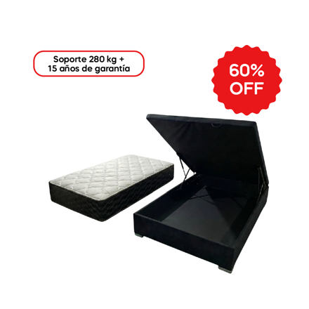 Imagen de Conjunto  sommier baulera  Atlanta Pro Black ME EPS 22cmx1,88x0,78m