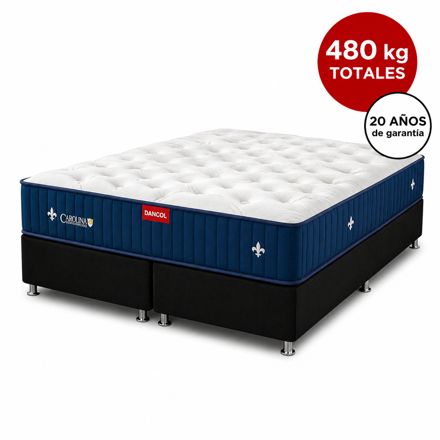Imagen de Conjunto sommier Box Carolina Blue Latex ME HSS 33cmx1,93X2,03m