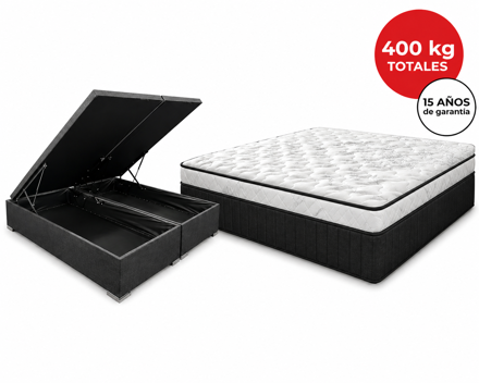 Imagen de Conjunto  sommier baulera Grand Tech High Steel EPS 28cmx1,98x1,58m