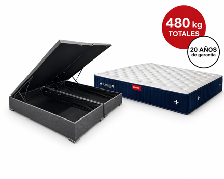 Imagen de Conjunto  sommier baulera Carolina Blue Latex ME HSS 33cmx1,93X2,03m