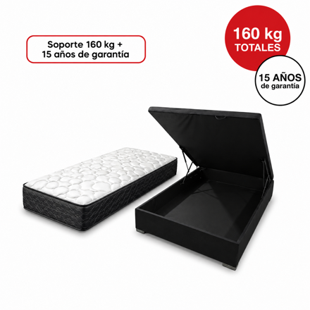 Imagen de Conjunto  sommier baulera  Atlanta Pro Black ME EPS 22cmx1,88x0,78m