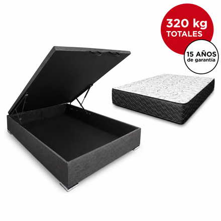 Imagen de Conjunto  sommier baulera Atlanta Pro Black ME EPS 22cmx1,88x1,38m