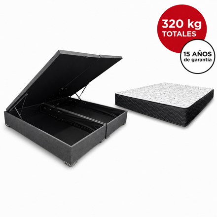 Imagen de Conjunto  sommier baulera Atlanta Pro Black ME EPS 22cmx1,98x1,78m