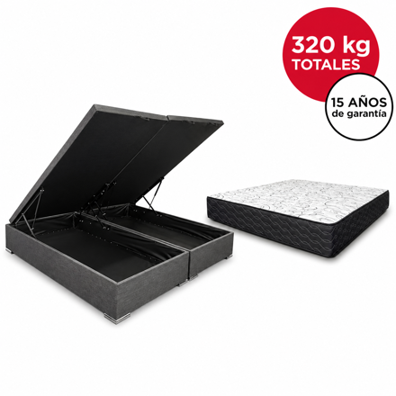 Imagen de Conjunto  sommier baulera Atlanta Pro Black ME EPS 22cmx2,03x1,93m