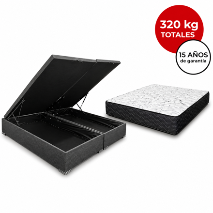 Imagen de Conjunto  sommier baulera Atlanta Pro Black ME ESP 22cmx1,98x1,58m