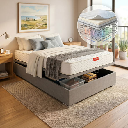 Imagen de Conjunto  sommier baulera Bellagio High Steel 20cmx1,88x1,38m
