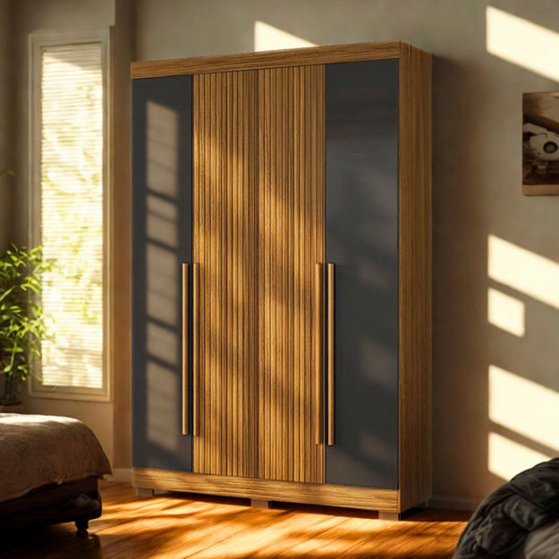 Imagen de Ropero Placard 4 Puertas 2 Cajones Ripado 2.35m Alto Dancol