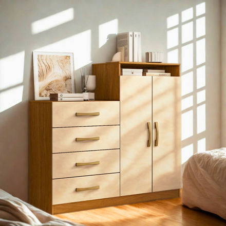 Imagen de Comoda Cajonera 4 Cajones 2 Puertas Dormitorio Grande Dancol
