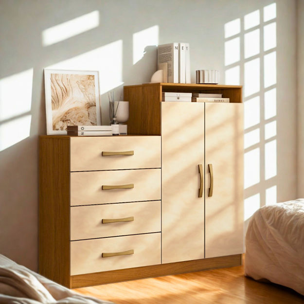 Imagen de Comoda Cajonera 4 Cajones 2 Puertas Dormitorio Grande Dancol