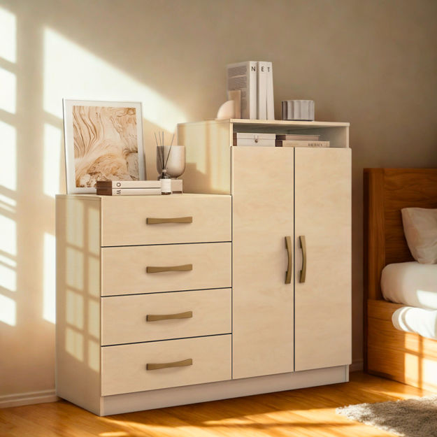 Imagen de Comoda Cajonera 4 Cajones 2 Puertas Dormitorio Grande Dancol