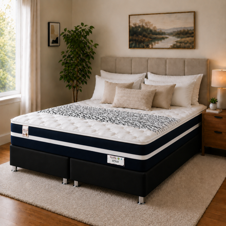 Imagen de Cjto. Sommier Queen 158x198 Resorte 22cm Alto Smart Stilo