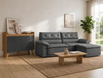 Imagen de Sillon Sofa Ibiza Gris + Rack Aparador Capuccino/Grafito