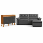 Imagen de Sillon Sofa Ibiza Gris + Rack Aparador Capuccino/Grafito