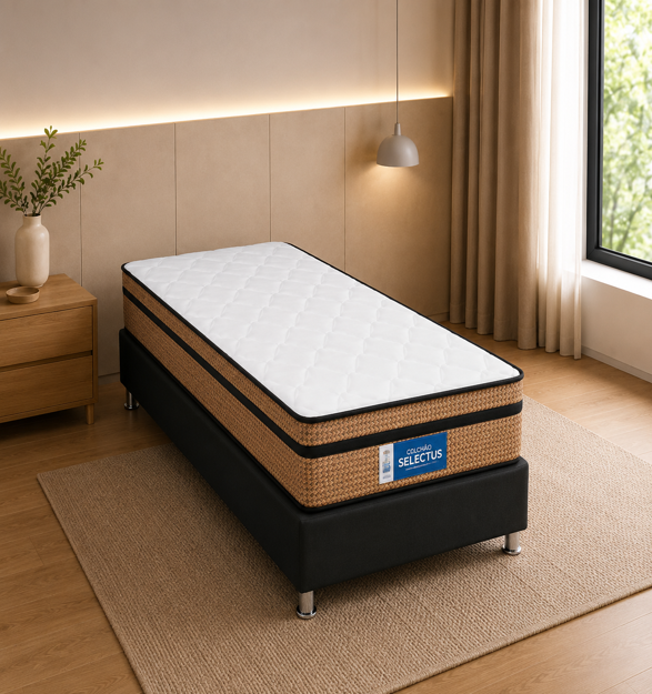 Imagen de Cjto. Sommier 1 Plaza 88x188 Selectus 24cm D45 Firme Alta Densidad