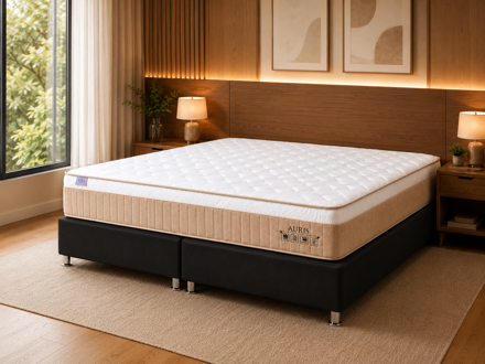 Imagen de Conjunto Sommier Auris Gel Extra King 32cm