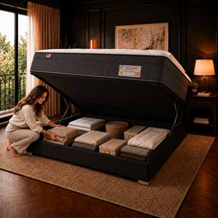 Imagen de Conjunto Baulera Entera Bellagio Superlastic Queen Resortes